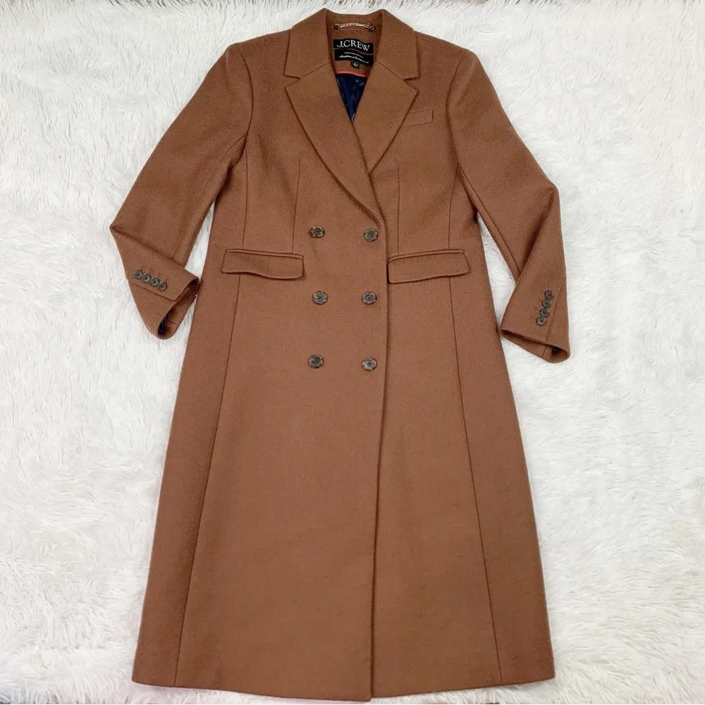 J Crew Double-breasted topcoat in Italian melton wool blend in brown - Picture 2 of 11